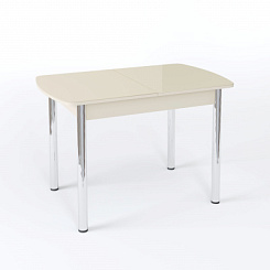 Стол Чикаго СТ МП 1100(1400)*680*750 Ноги прямые 02 гальваника (стекло Бежевое глянцевое цвет КР) Стол Чикаго СТ МП 1100(1400)*680*750 Ноги прямые 02 гальваника (стекло Бежевое глянцевое цвет КР)