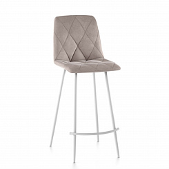 Стул барный Ричи велюр металлокаркас (каркас Барный белый тк. Велюр бежевая) Стул барный Ричи велюр металлокаркас (каркас Барный белый тк. Велюр бежевая)